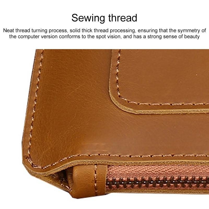 Premium Leather Business Laptop Bag With Zipper - Universal Fit - Brown 5