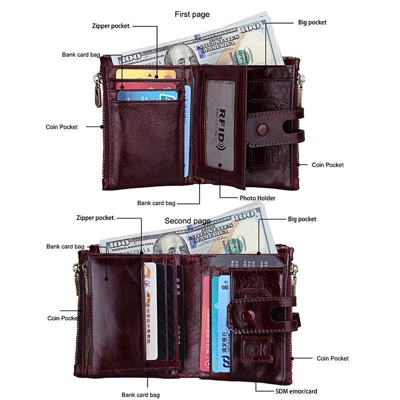 Men Rfid Blocking Cowhide Leather Wallet - Crazy Horse Texture - Ccb1083Z 5