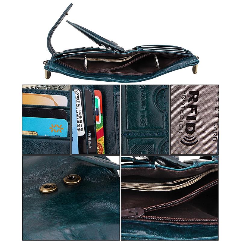 Men Rfid Blocking Cowhide Leather Wallet - Crazy Horse Texture - Ccb1083Z 12