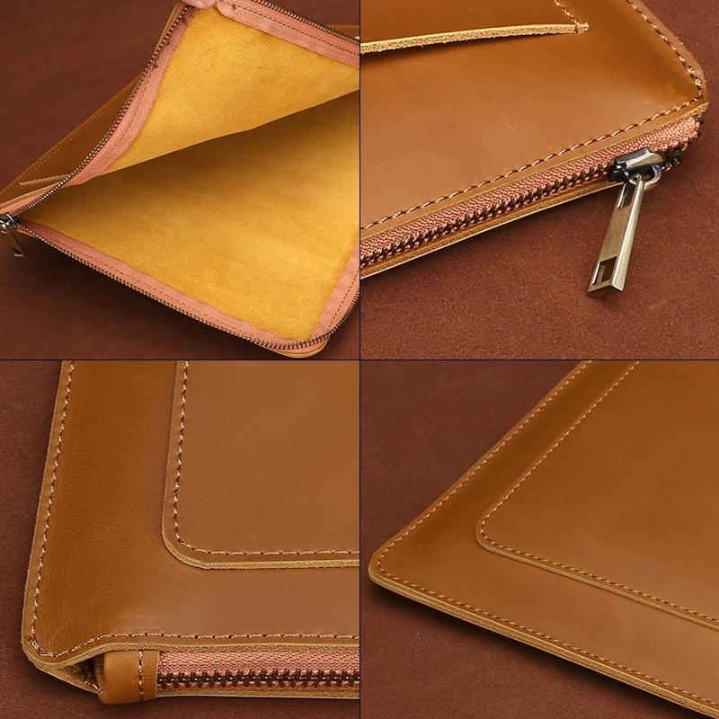 Leather Laptop Tablet Bag with Zipper for Macbook Samsung Sony Dell Alienware Chuwi Asus Hp - Brown 7