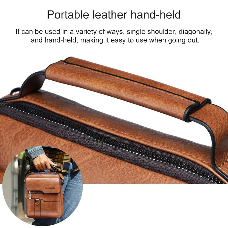 Men Retro Pu Leather Crossbody Bag Business Handbag With Multiple Compartments - Brown 9