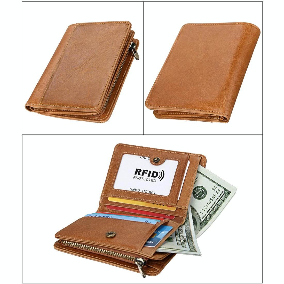 Antimagnetic Rfid Leather Wallet for Men - Brown 4