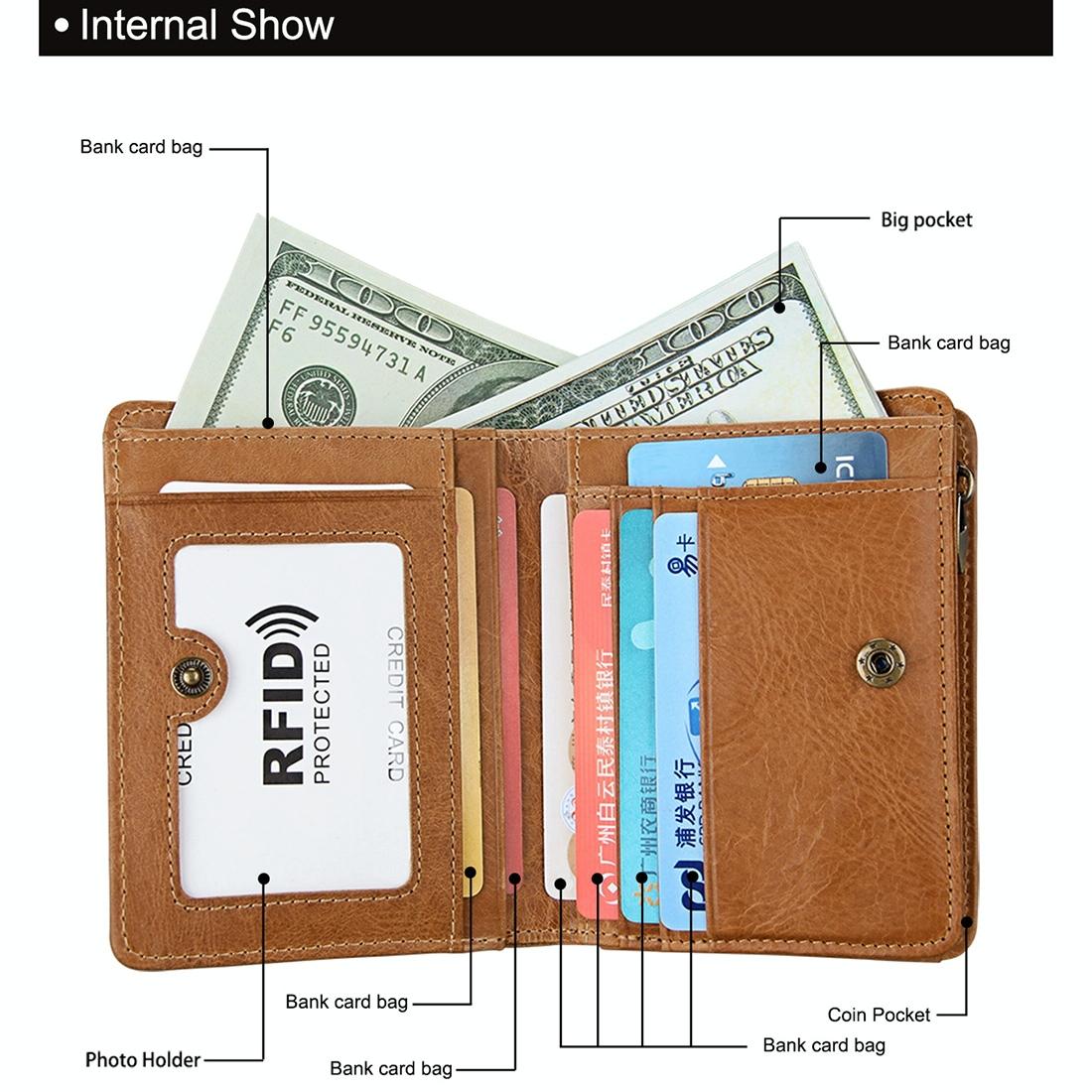 Antimagnetic Rfid Leather Wallet for Men - Brown 5