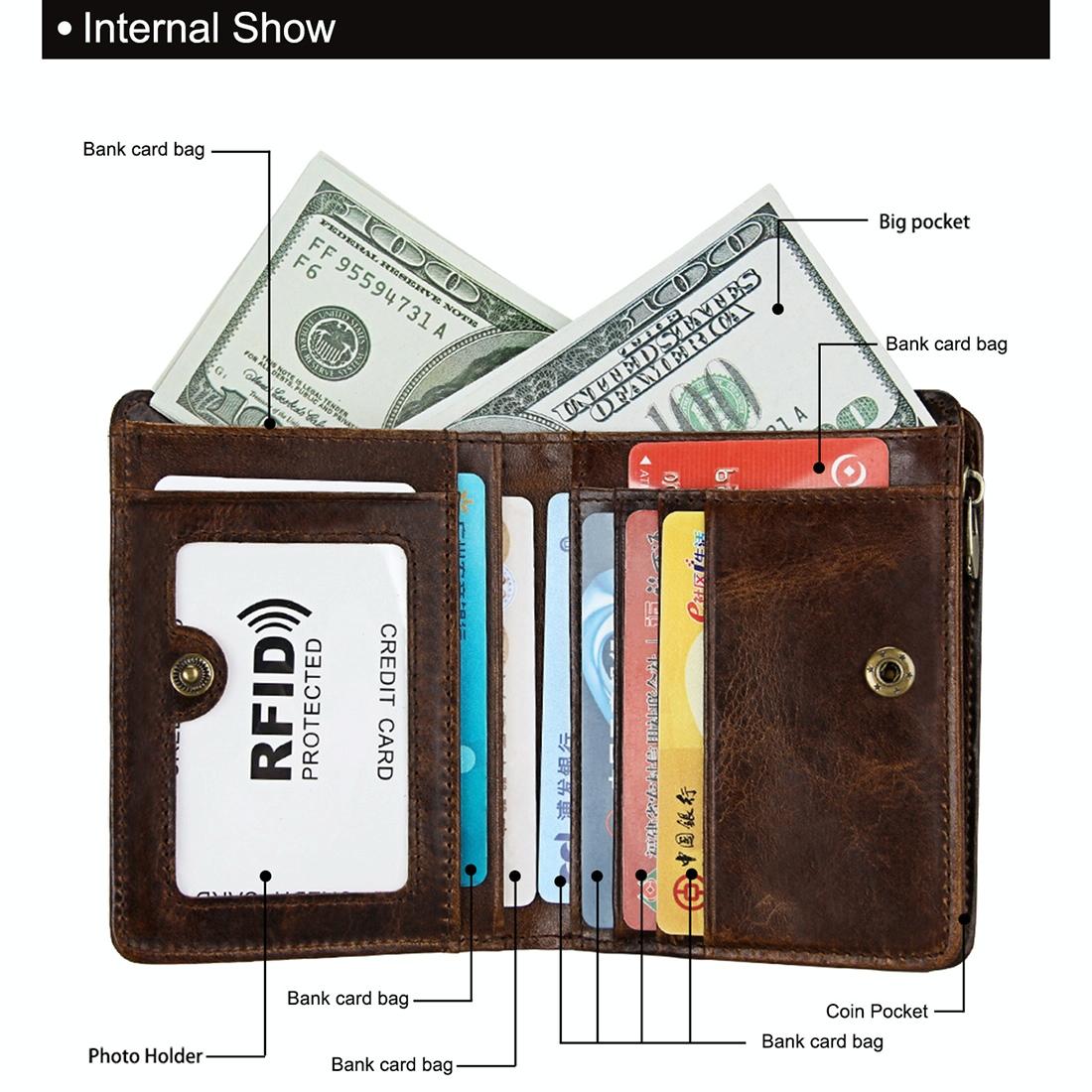 Antimagnetic Rfid Leather Wallet for Men - Brown 11