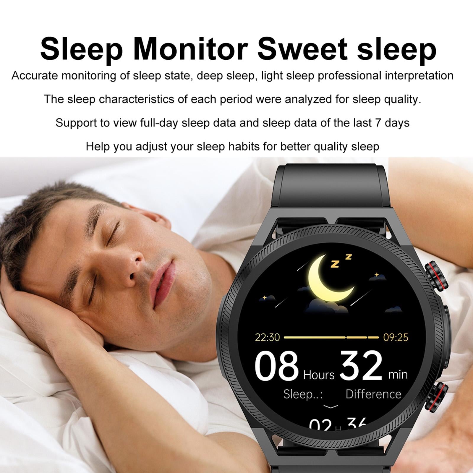 1.39 Inch Ips Screen Ip67 Waterproof Leather Band Smart Watch Support Body Temperature Monitoring / Ecg - Brown 6