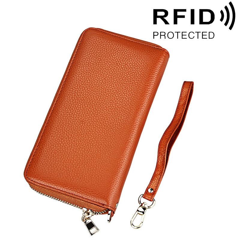 Leather Rfid Card Holder Wallet with Hand Strap - Brown 13