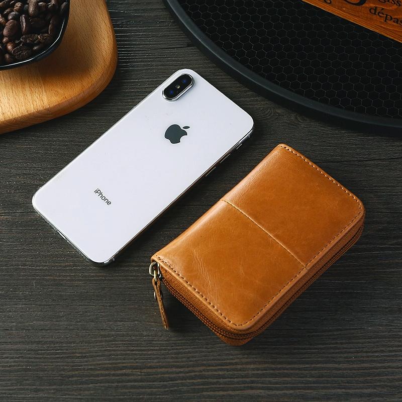 Leather Rfid Zipper Card Holder with Change Pocket - Brown 10