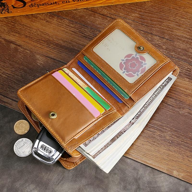 Oilskin Leather Rfid Change Purse - Brown - Brown 6