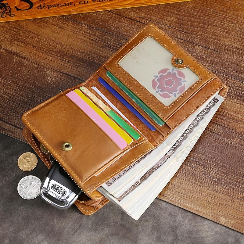 Oilskin Leather Rfid Change Purse - Brown - Brown 13