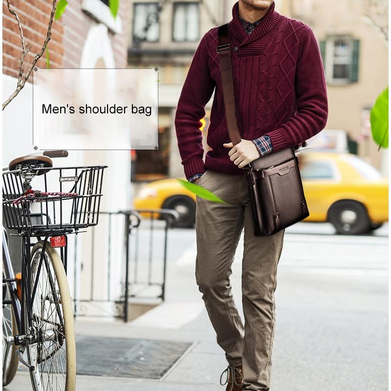 2 In 1 Men Pu Leather Shoulder Bag Handbag - Brown 9