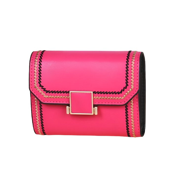 Snap Button Rfid Leather Wallet - Compact Design - Light Purple 3