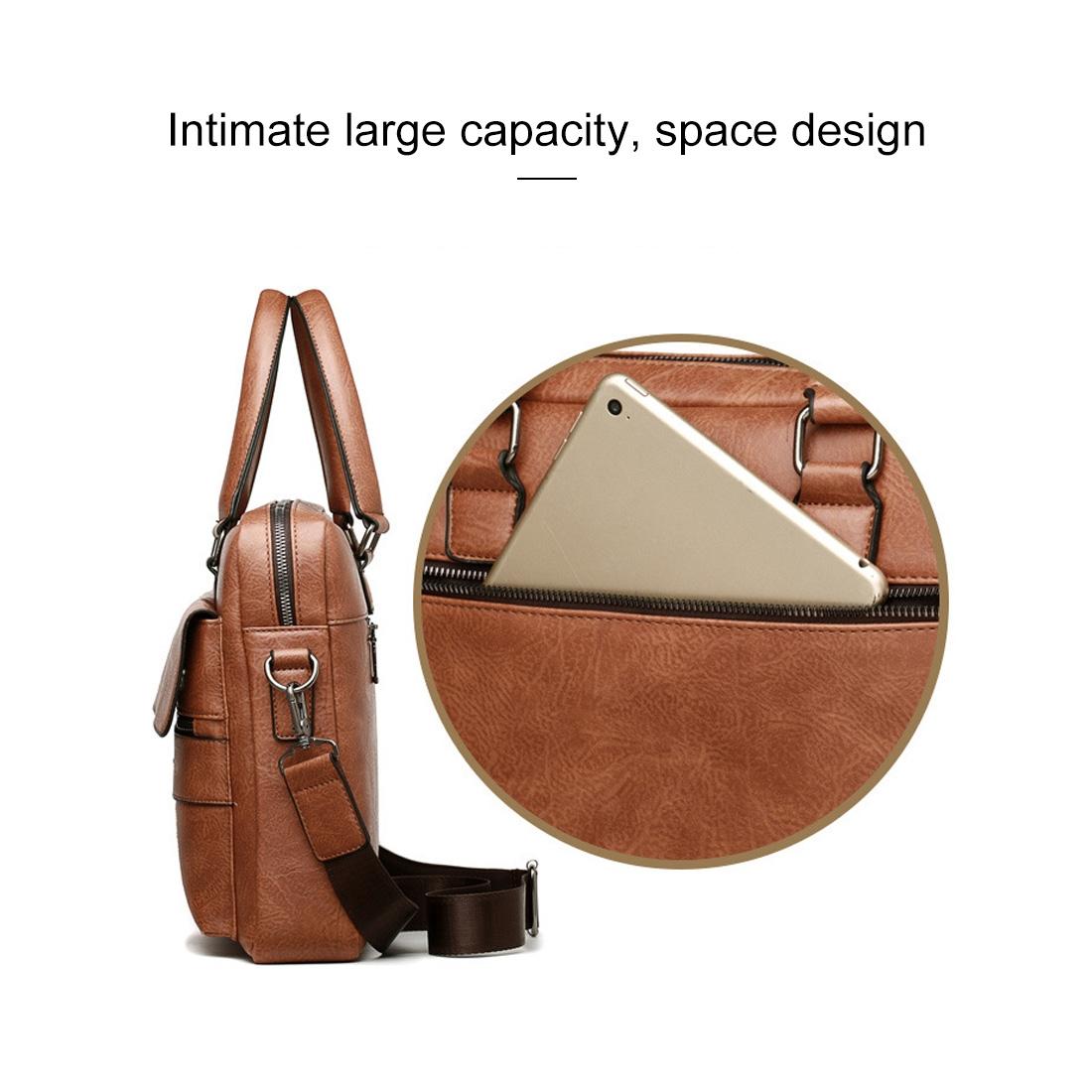 Retro Pu Leather Men Crossbody Bag - Light Brown 5