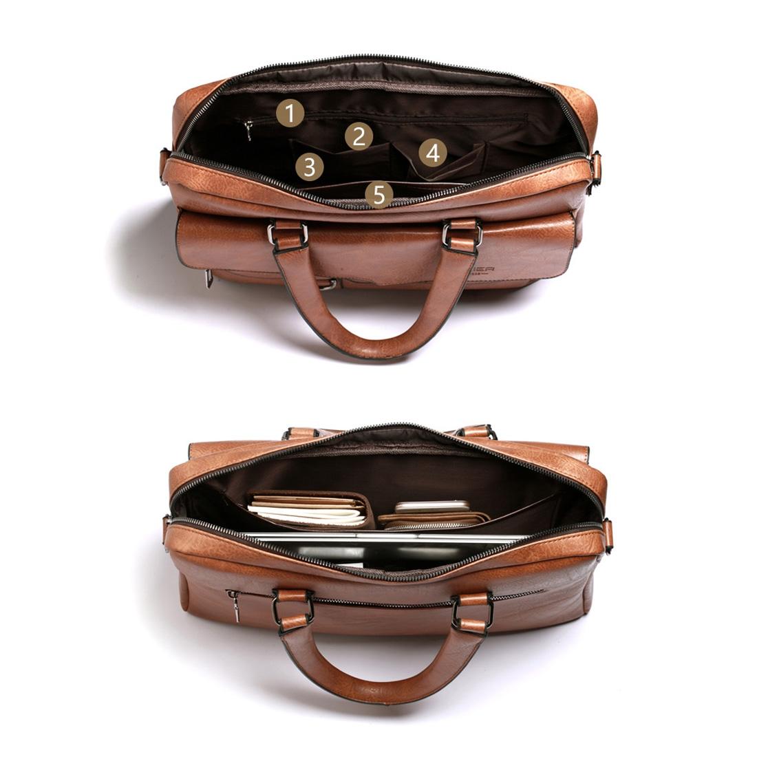 Retro Pu Leather Men Crossbody Bag - Light Brown 6