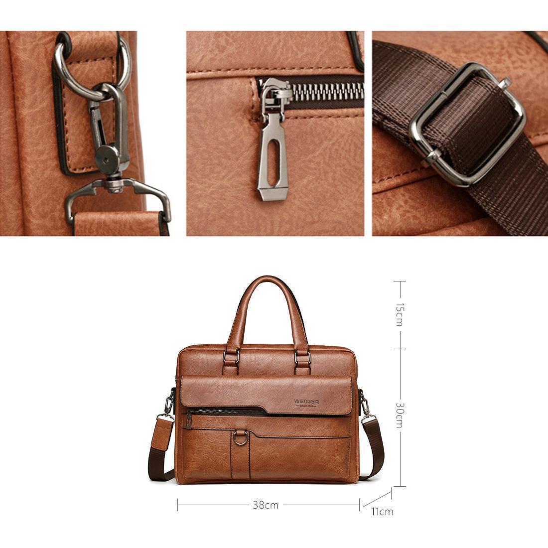 Retro Pu Leather Men Crossbody Bag - Light Brown 15