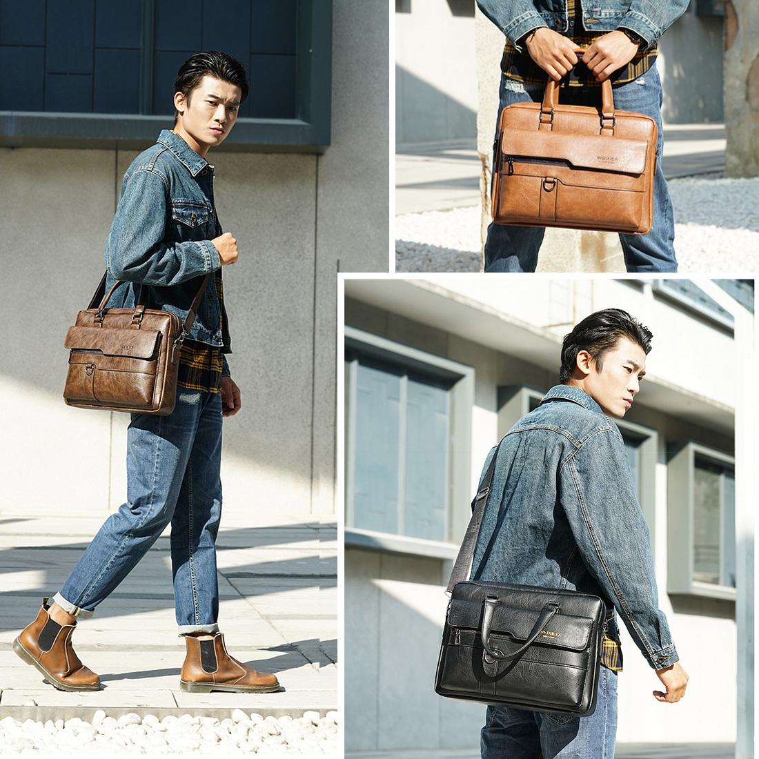 Retro Pu Leather Men Crossbody Bag - Dark Brown 9