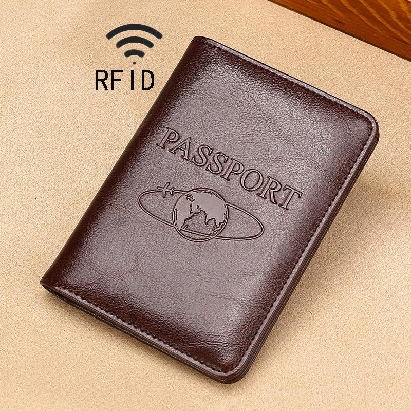 Leather Rfid Passport Holder - Compact and Secure - Dark Brown