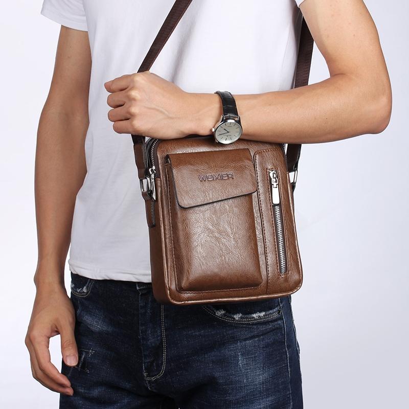 Men Universal Shoulder Messenger Bag Fashionable And Functional L 24Cm X 20Cm X 6Cm - Dark Brown 11