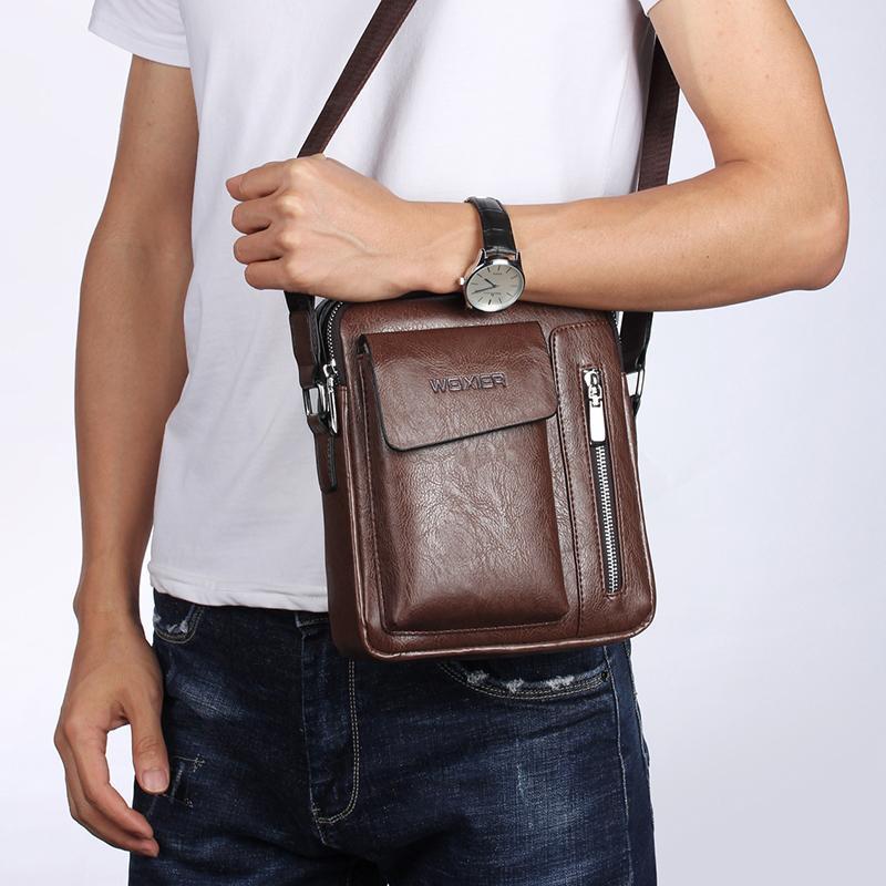 Men Universal Shoulder Messenger Bag Fashionable And Functional L 24Cm X 20Cm X 6Cm - Dark Brown 12