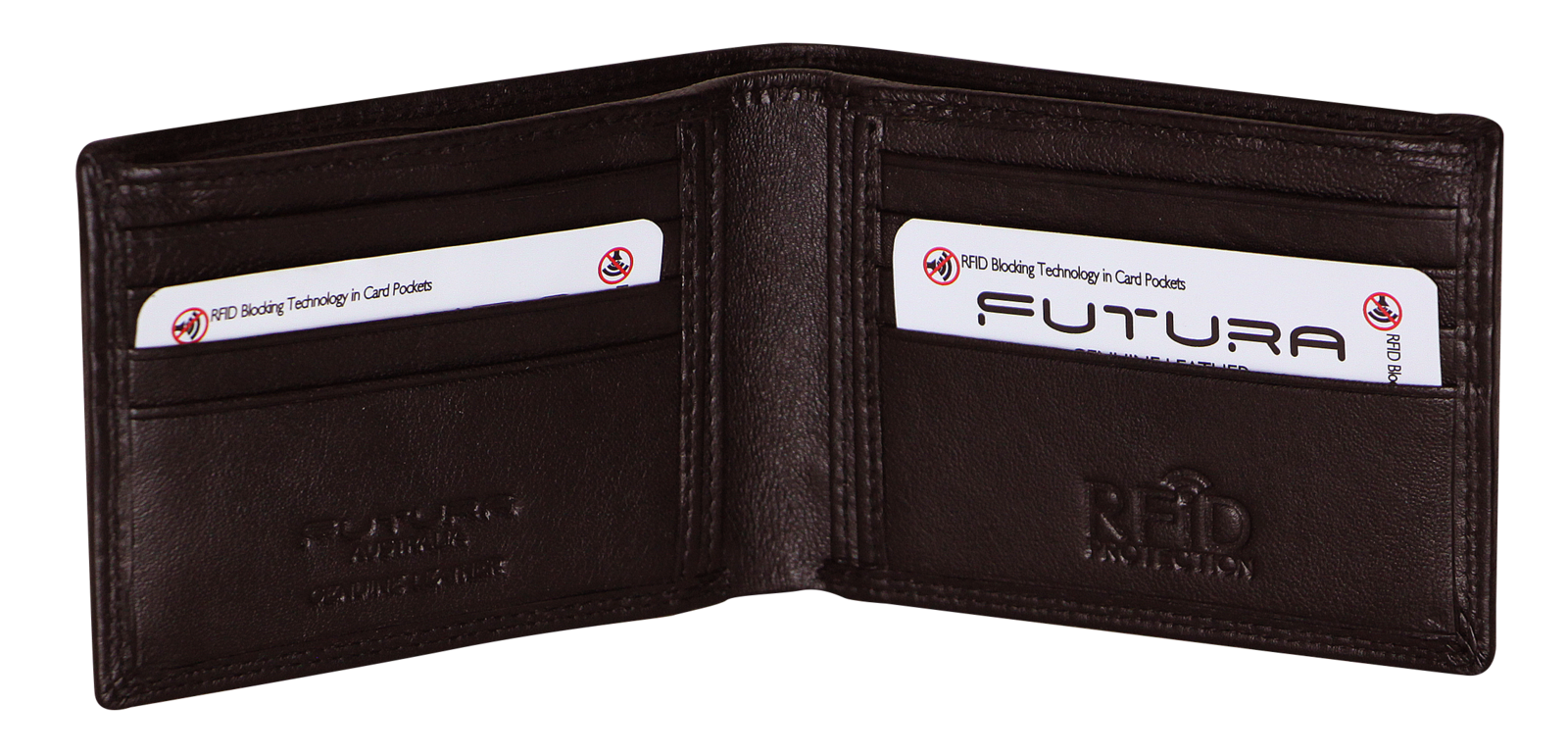 Futura Mens RFID Slim Leather Wallet - Brown 6