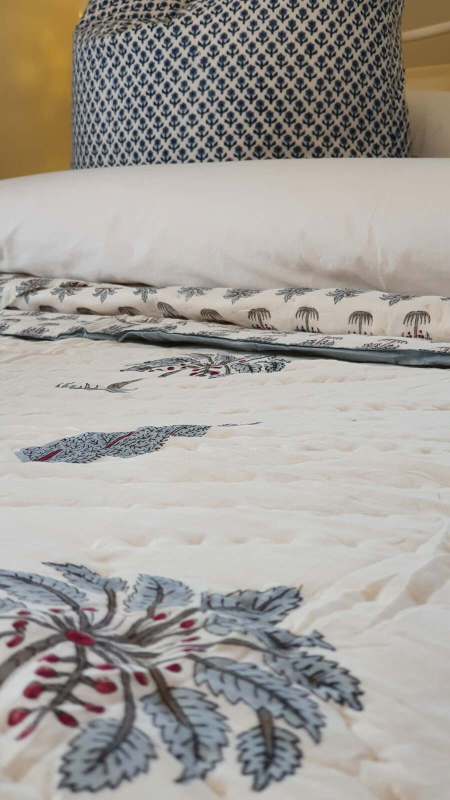 Kolka Palm & Pine Reversible Quilt 100% Cotton Blue - King Size 5