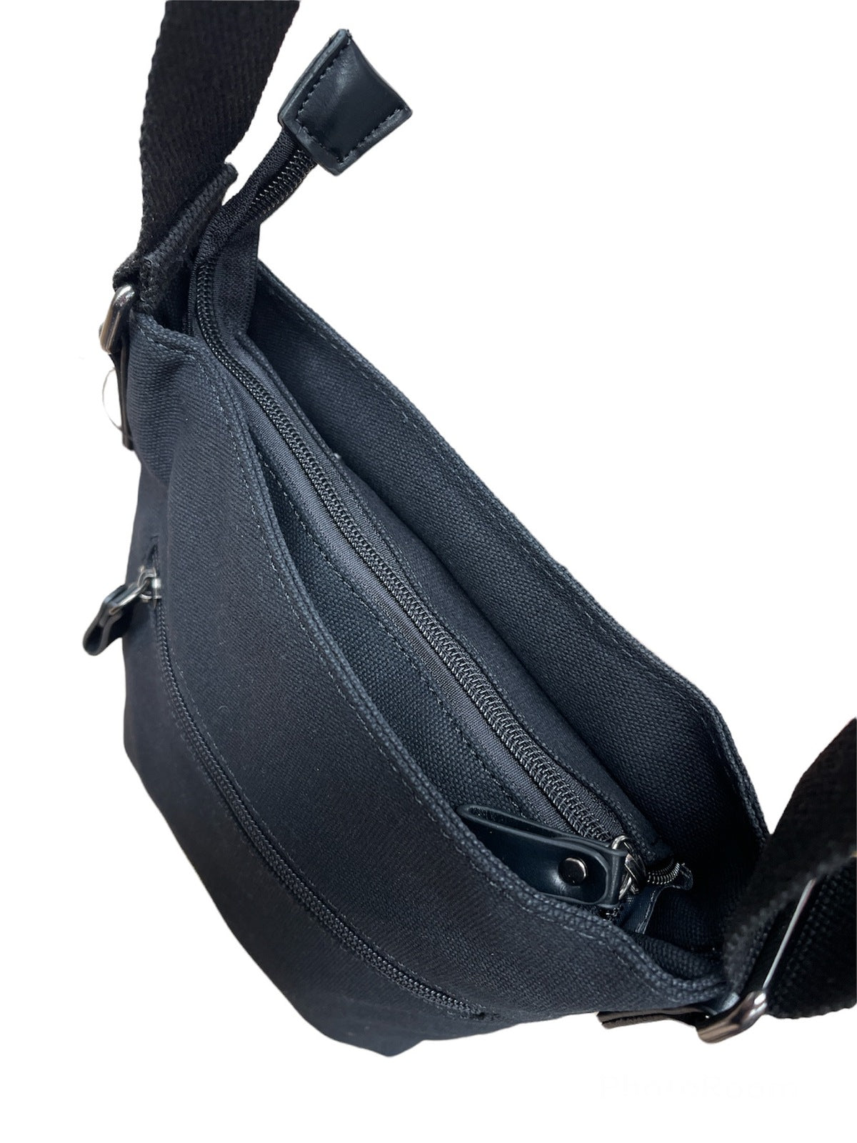 FIB Byron Cotton Canvas Sling Bag Shoulder Travel - Black 4