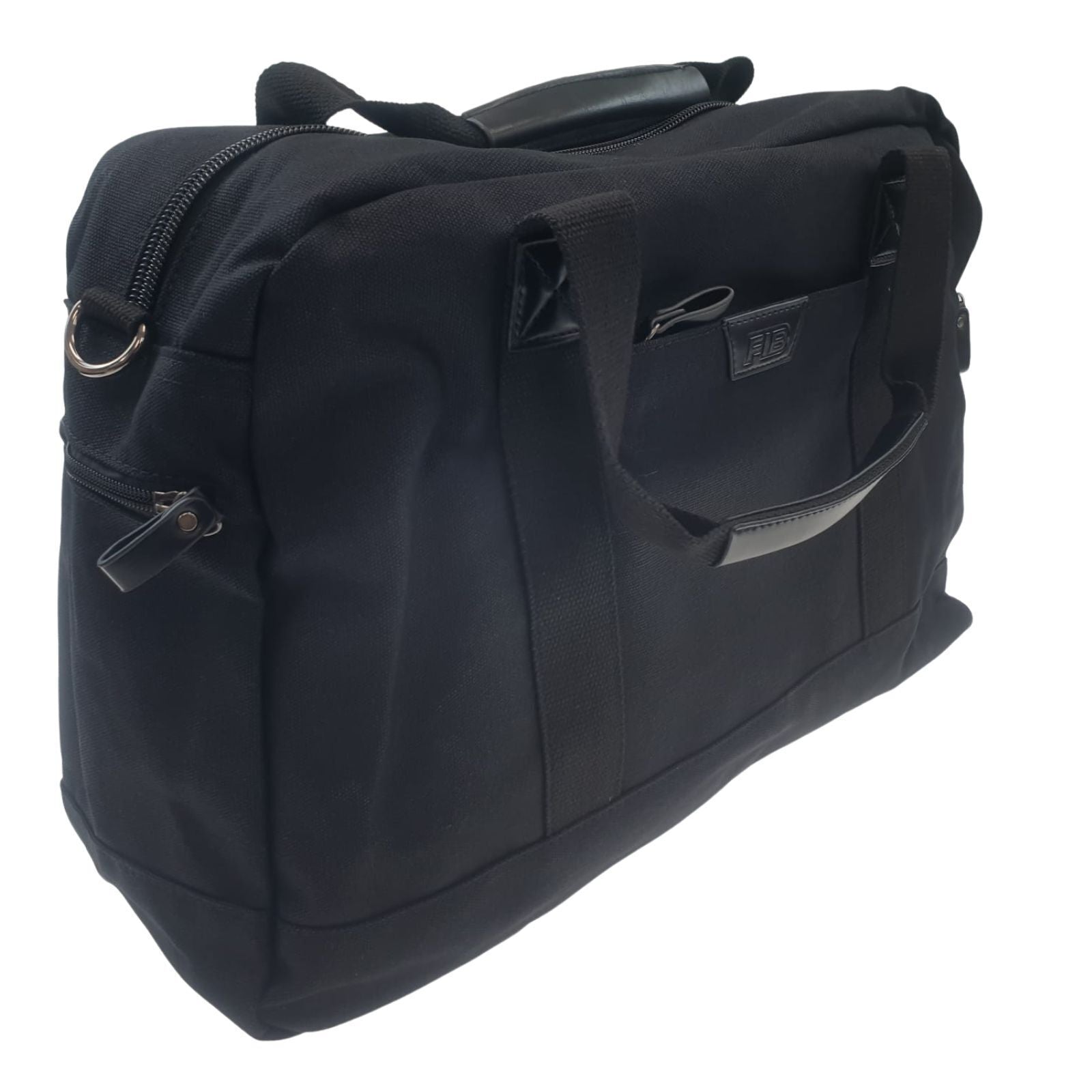 FIB Byron Cotton Canvas Overnight Bag Travel Luggage Duffle Duffel - Black 5