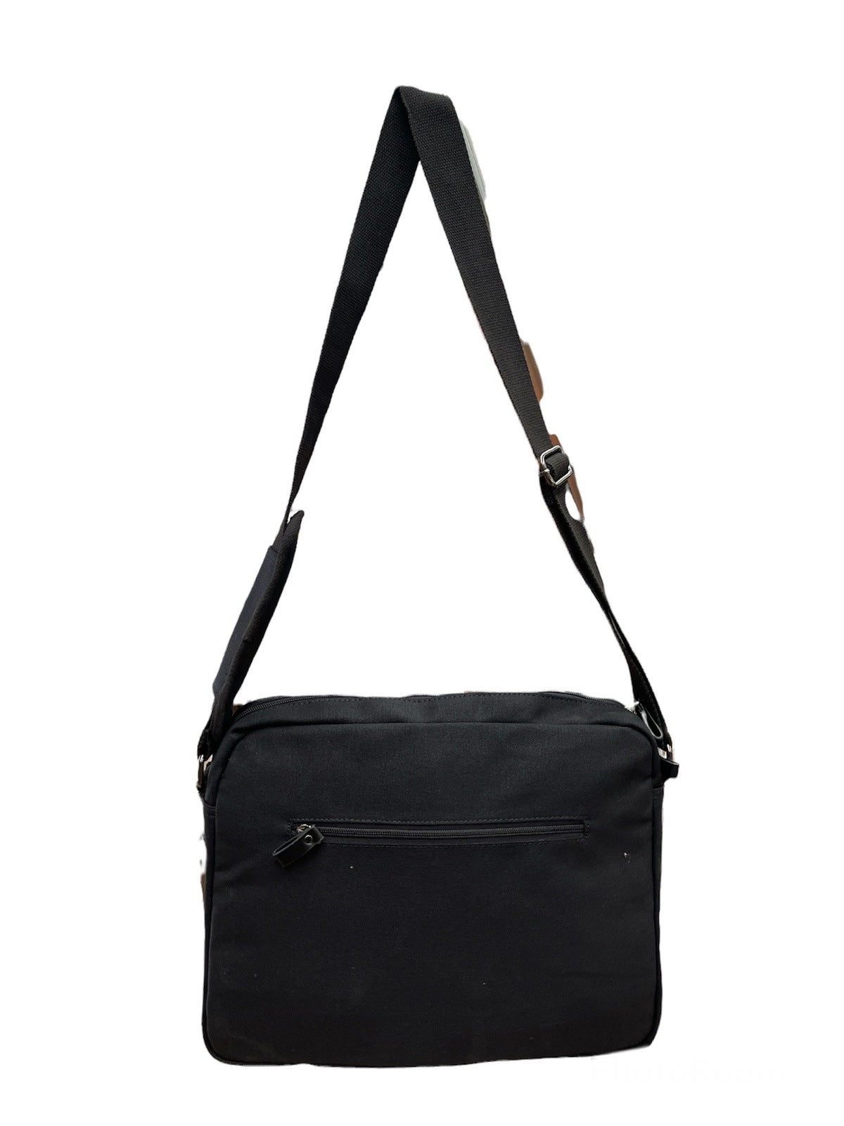 FIB Byron Canvas Laptop Messenger Bag - Black, Adjustable Strap, Fits 13" Laptop 3