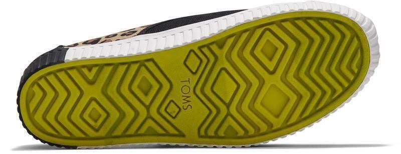 TOMS Womens Casual Canvas Shoes Sneakers Flats Low Cut - Black/Leopard - US Women 6 5