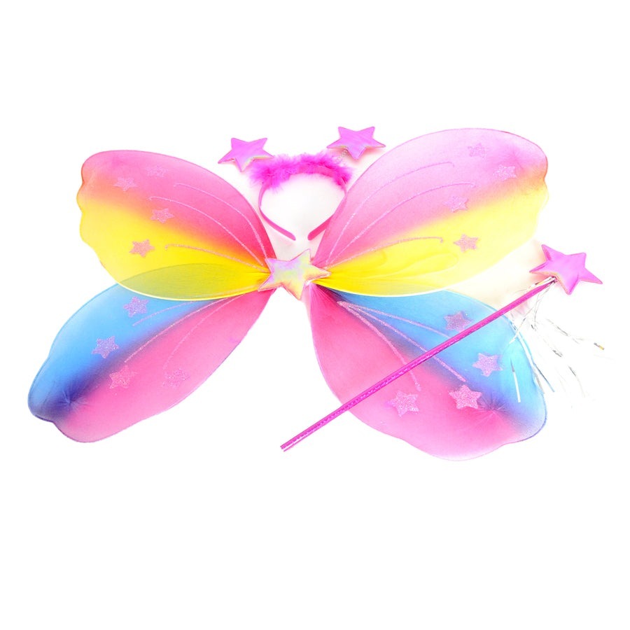 Girls Kids Angel Fairy Butterfly Wing Princess Party Costume Prop - Rainbow 3