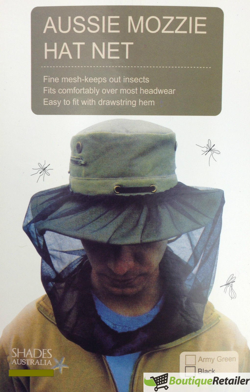 Mosquito Hat Net Head Protector Bee Bug Mesh Insect Mozzie Fishing Fly - Black 3