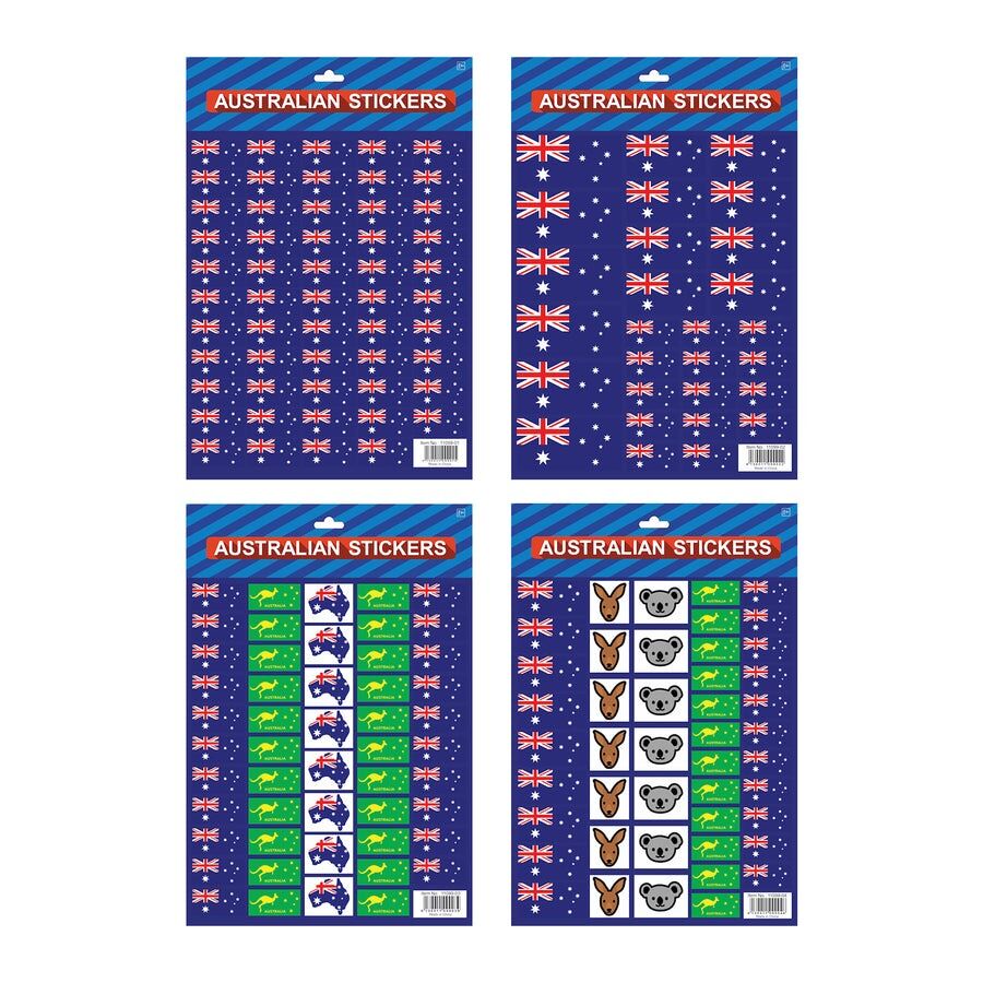 Australian Flag Stickers – 4x A4 Sheets of Festive Stickers for Australia Day Celebrations 7