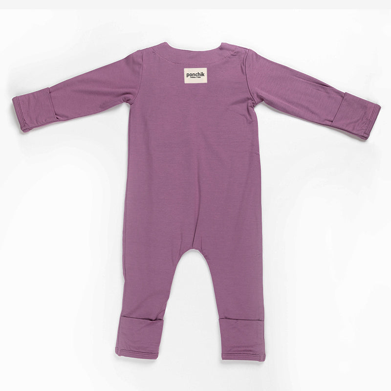Ponchik Babies + Kids - Magnetic Bamboo Body Suit Onesie - Plum - 0-3m 4