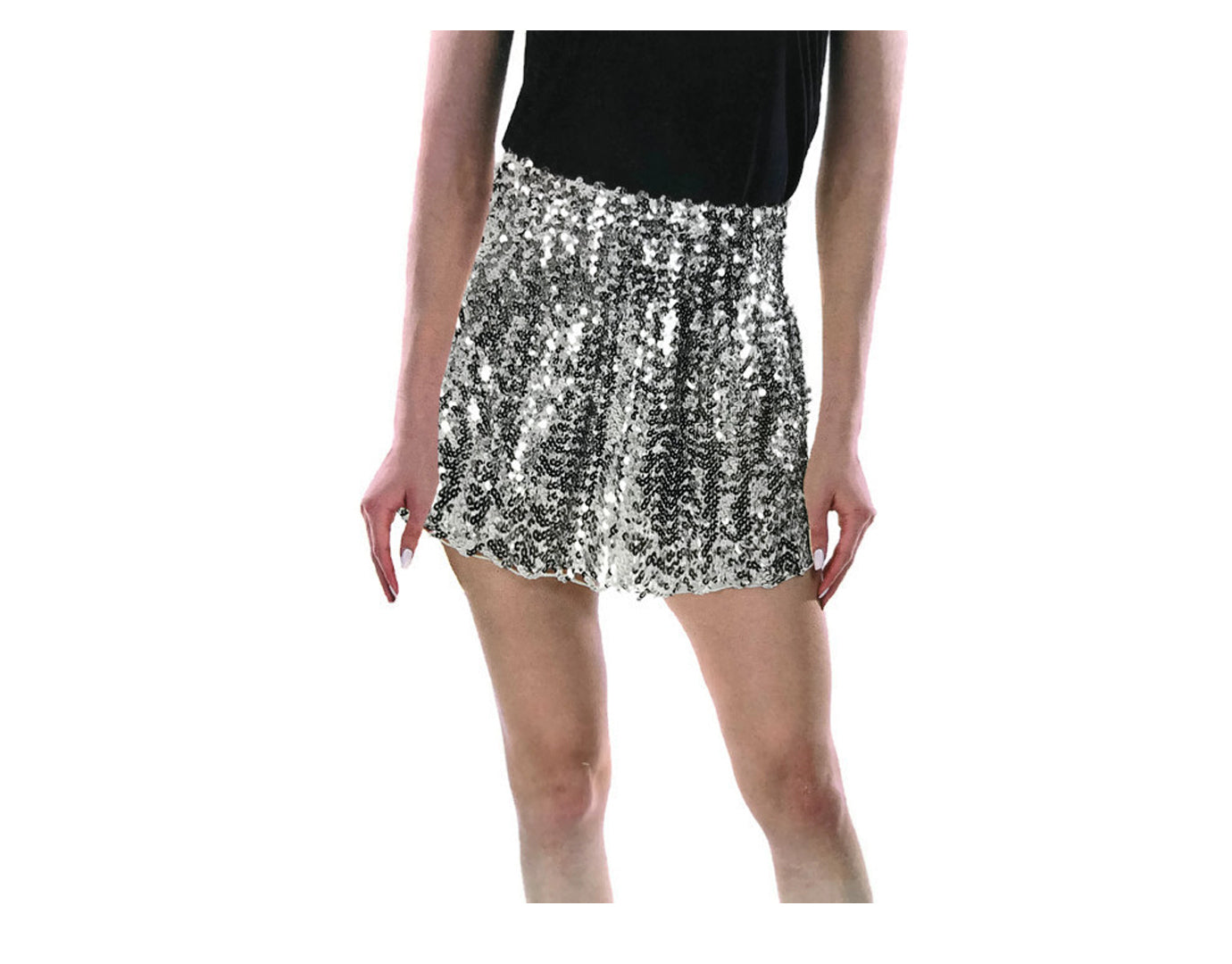 Ladies Adult Deluxe SEQUIN SKIRT Party Costume Dress Up Bling Fringe Tassel - Silver 4