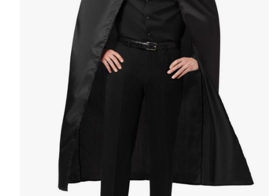 Black Adult Cape Costume Halloween Cloak Bandit Vampire Witch Wizard Fancy Dress 3