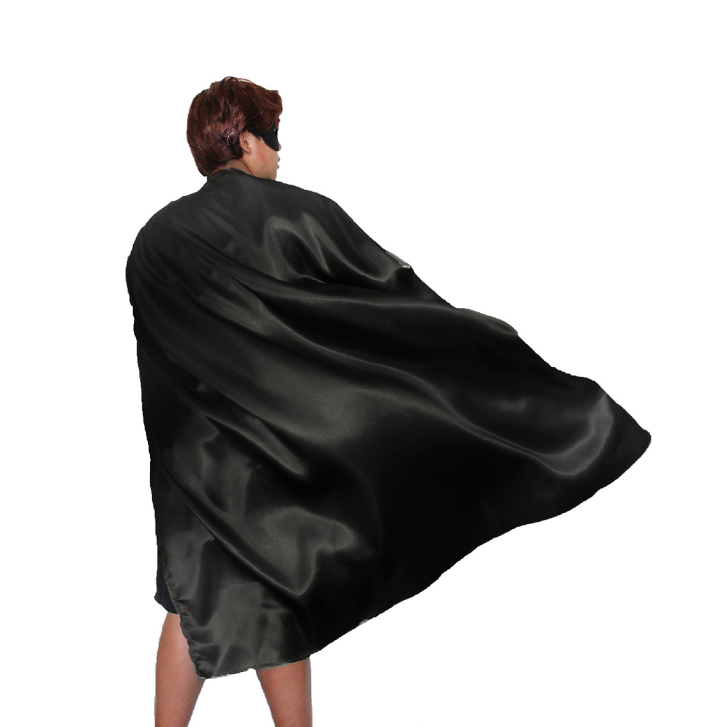 LONG CAPE Costume Cloak Halloween Fancy Dress Coat Jacket Superhero - Black