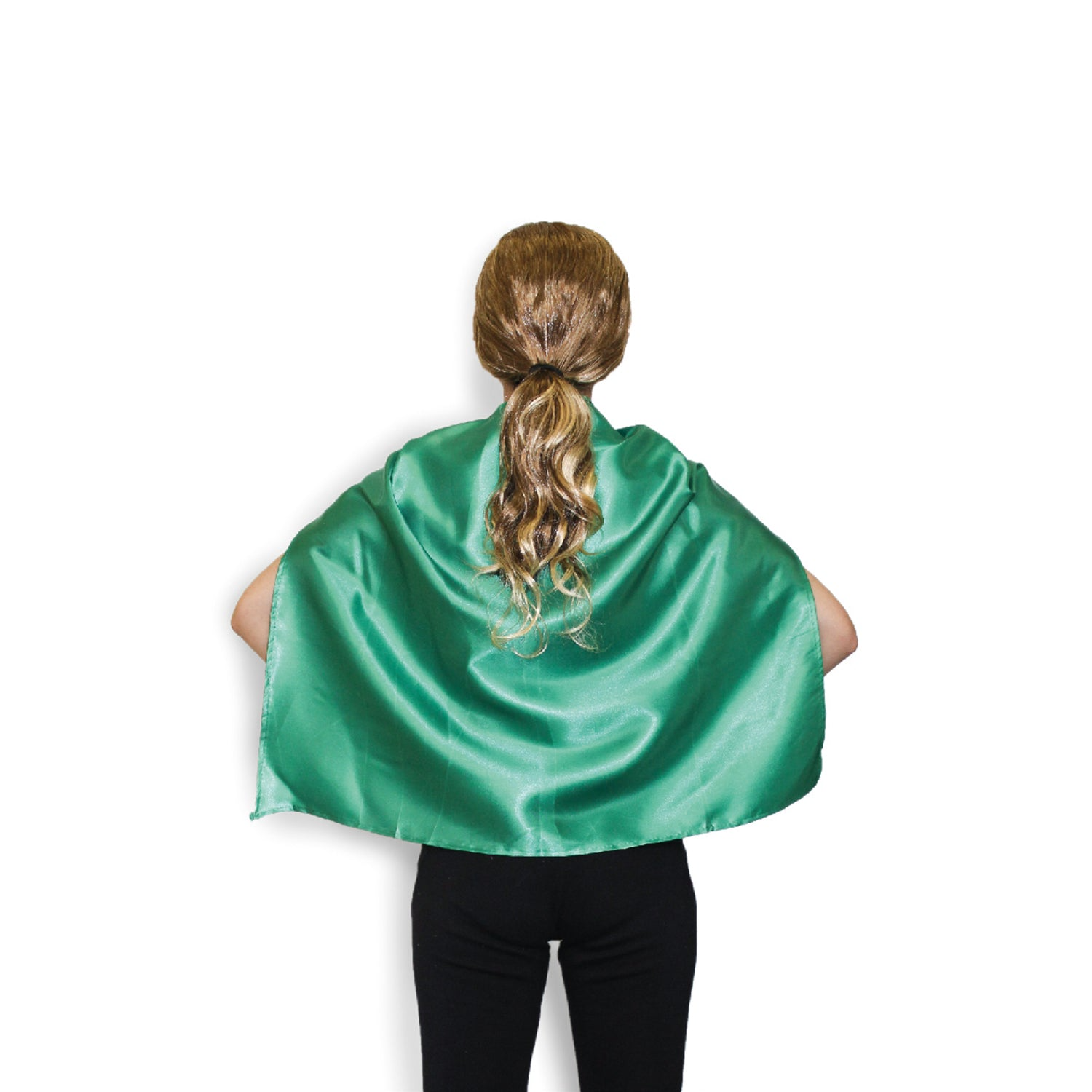 SHORT CAPE Kids Childrens Party Costume Vampire Coat School Team Colours - Green