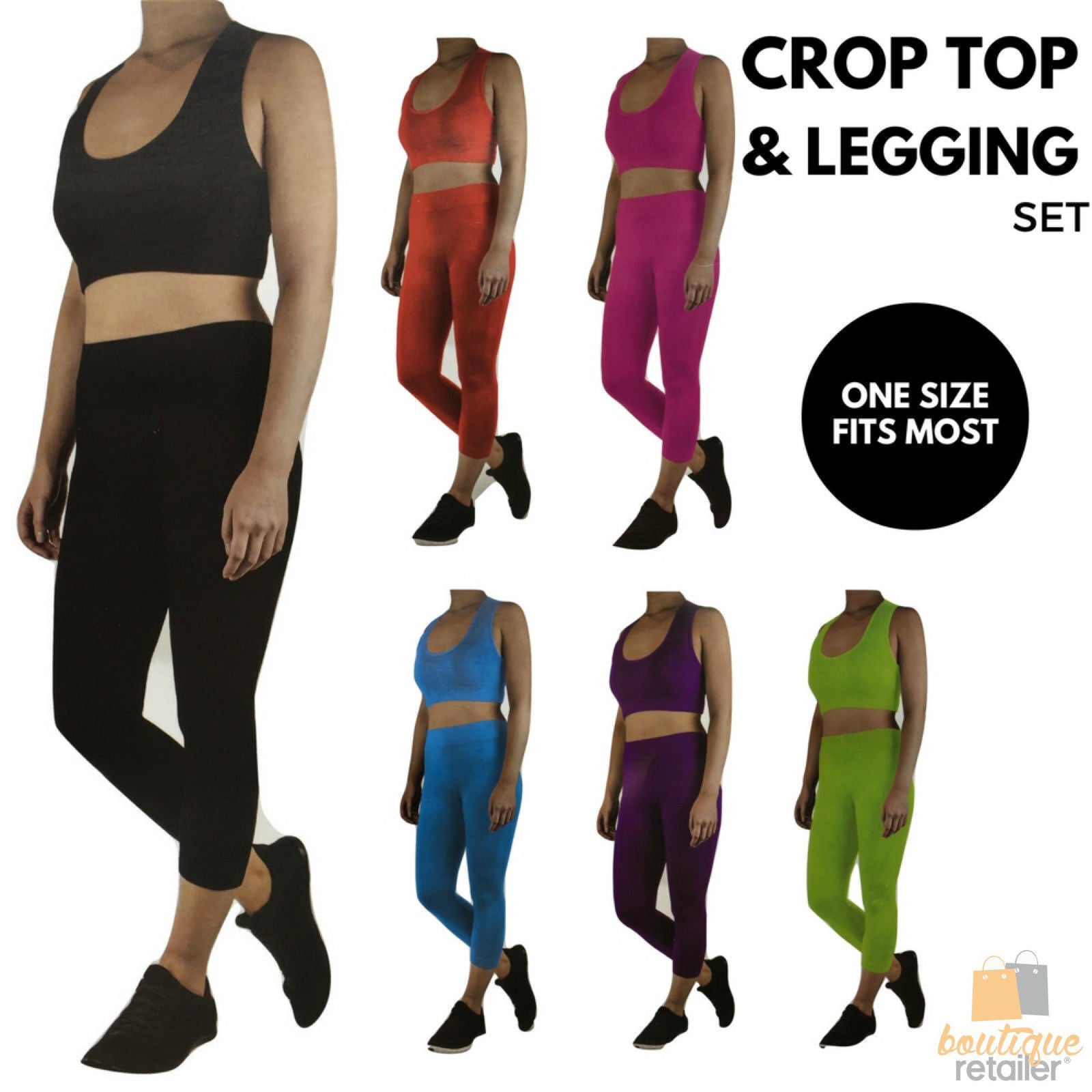 Womens CROP TOP Tank + LEGGING Pants SET Jogger Sport Party Tracksuit Gym Yoga - Red 4