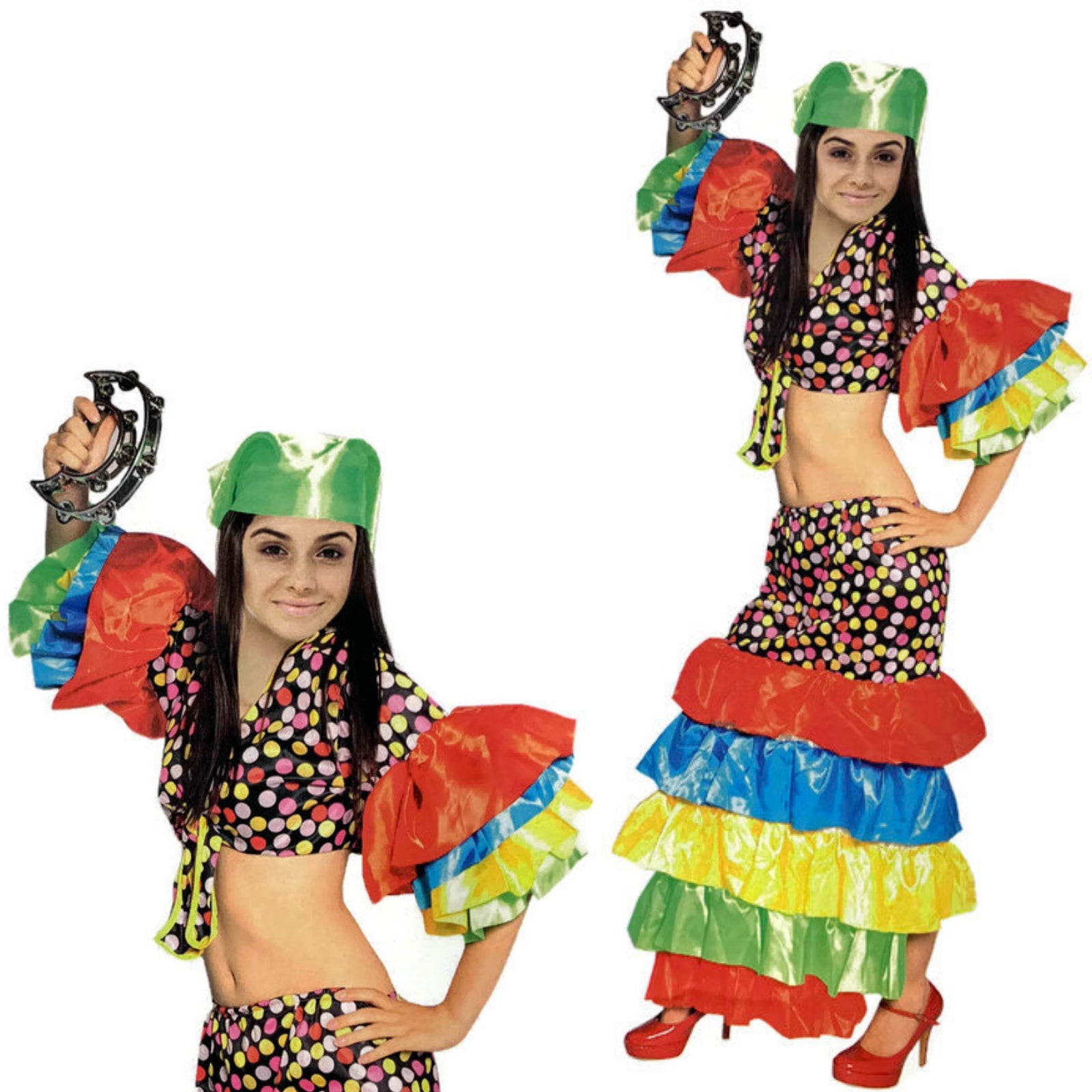 Womens FLAMENCO DANCER COSTUME Spanish Fancy Dress RUMBA Rio Carnival 4