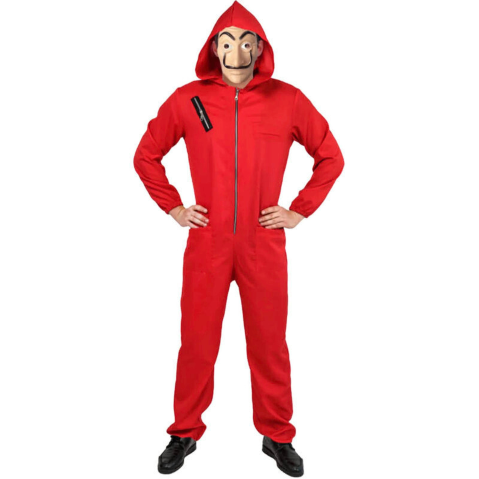 Salvador Dali La Casa De Papel Money Heist Red Jumpsuit Mask Costume Hoodie - L/XL (175cm - 185cm) 4