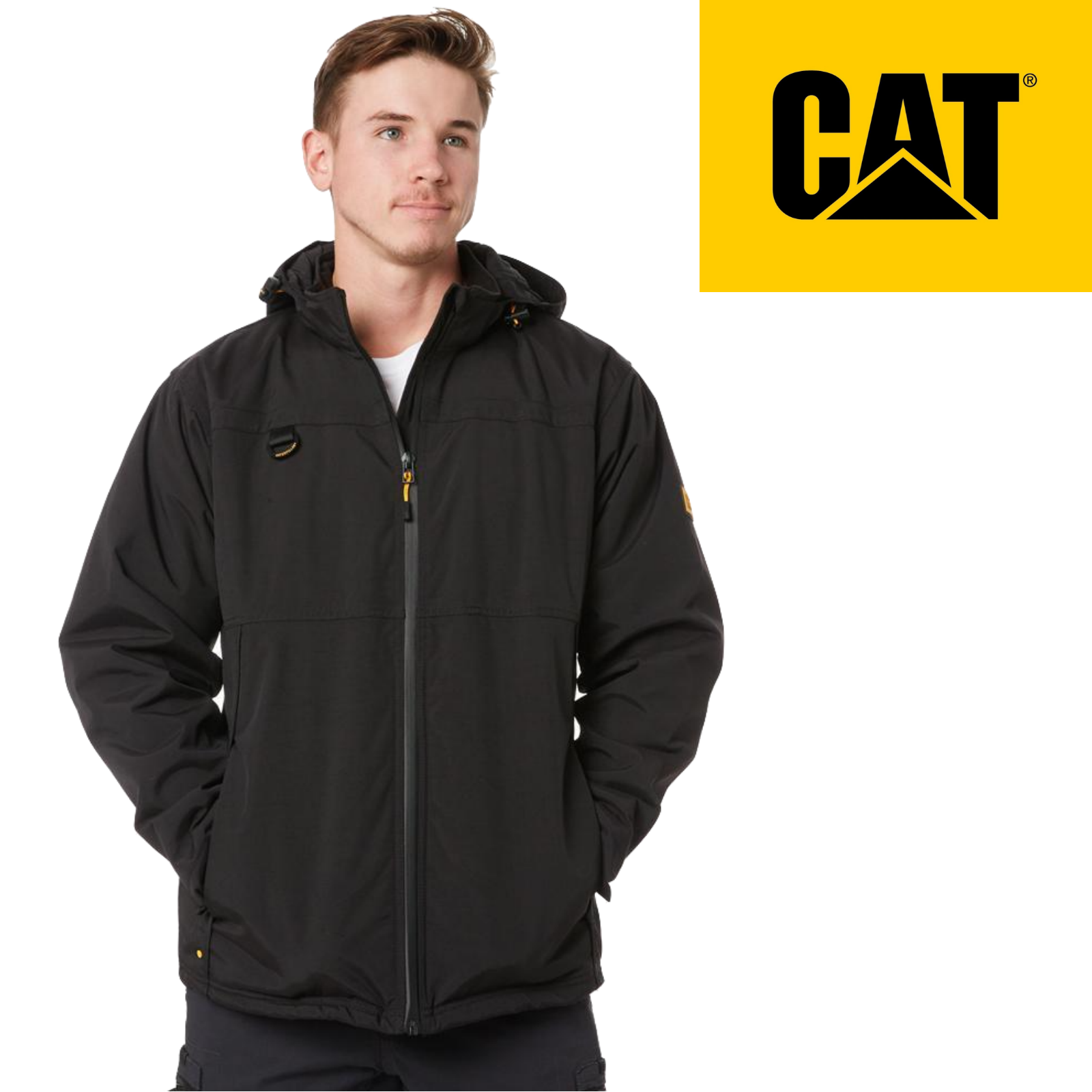 Caterpillar Mens Waterproof Zip Jacket w Hood Chinook CAT Winter Ski in Black - 3XL 11