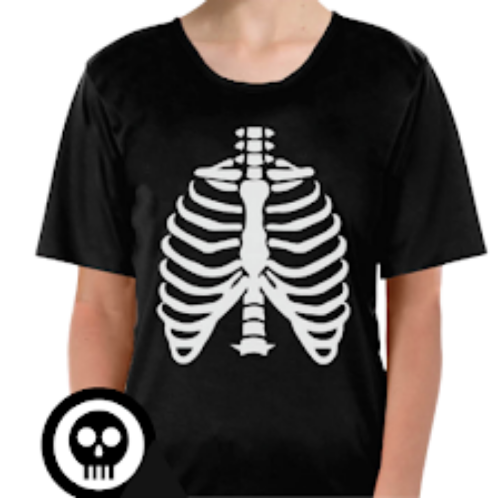 Childrens Skeleton Top Scary Kids Dress Up Halloween Book Week Bones T Shirt - M (7-9 Years Old) 4
