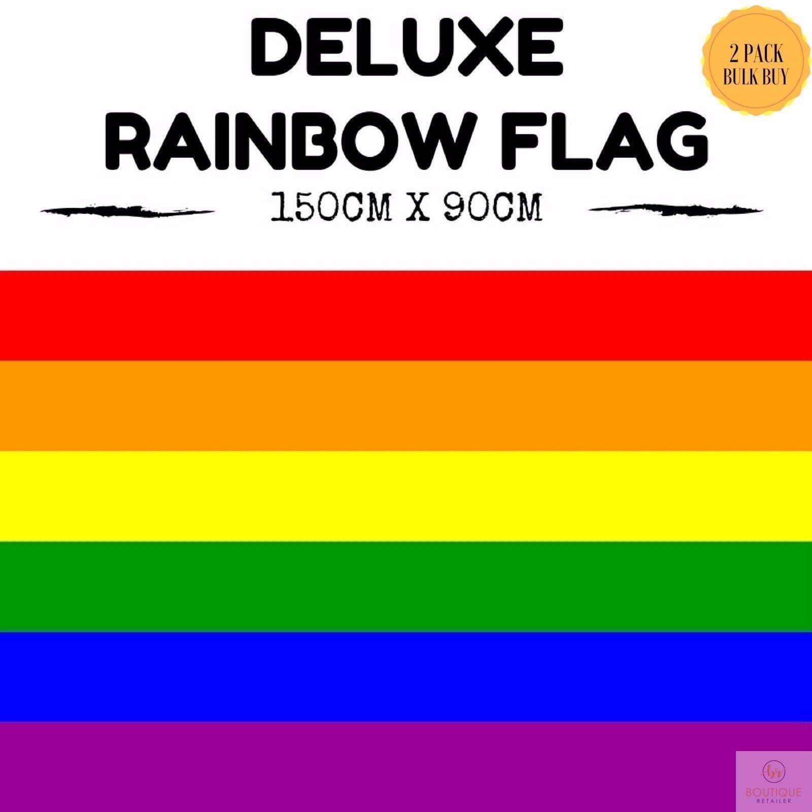 2x DELUXE RAINBOW GAY PRIDE FLAG Outdoor Banner 150x90cm 3x5ft w Metal Eyelets 4