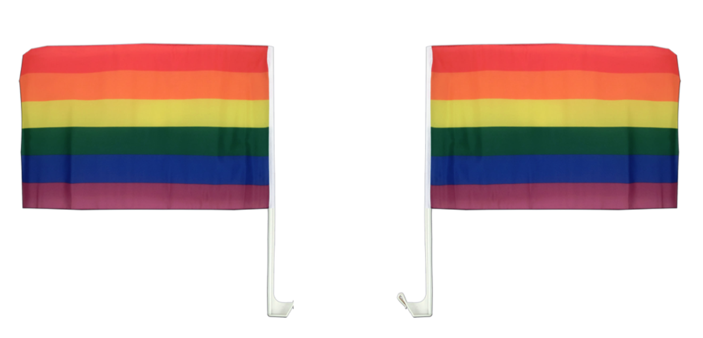 2x RAINBOW CAR FLAG with Window Clip Flags Australia Day 30cm x 45cm Gay Pride 7
