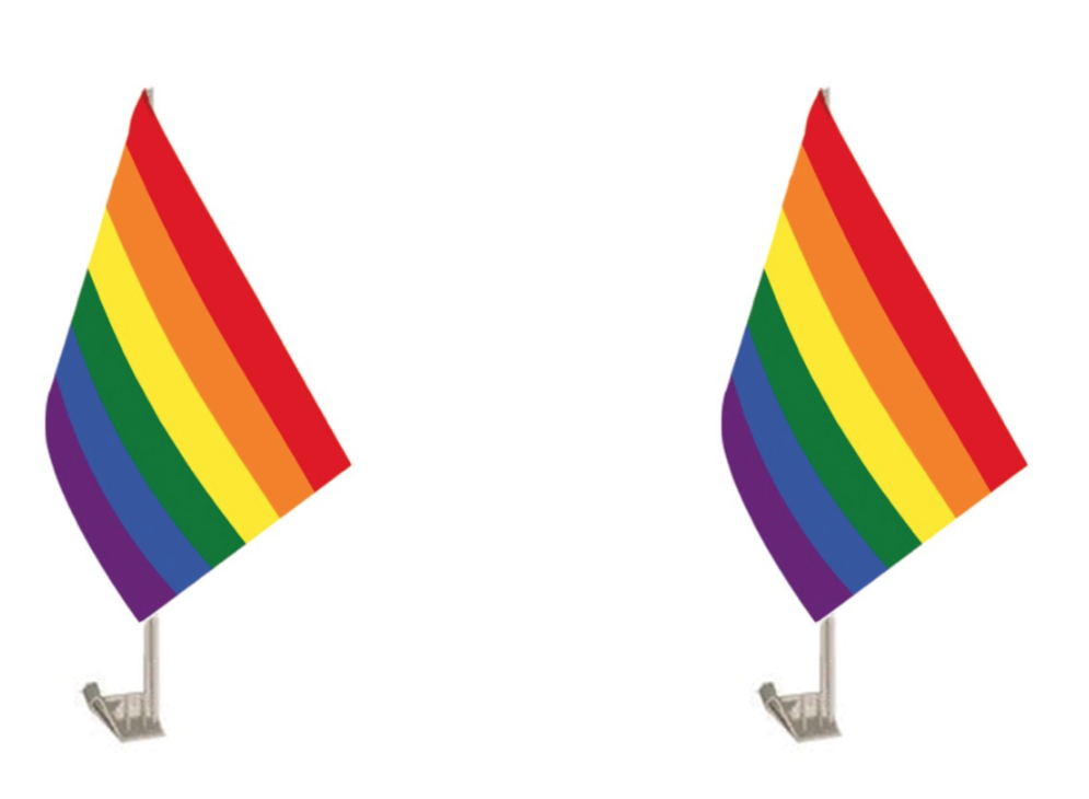 2x RAINBOW CAR FLAG with Window Clip Flags Australia Day 30cm x 45cm Gay Pride 8