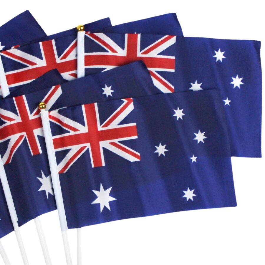 12x Australian Hand Flags – Set of 8 (14cm x 21cm) – Perfect for Australia Day Celebrations 3