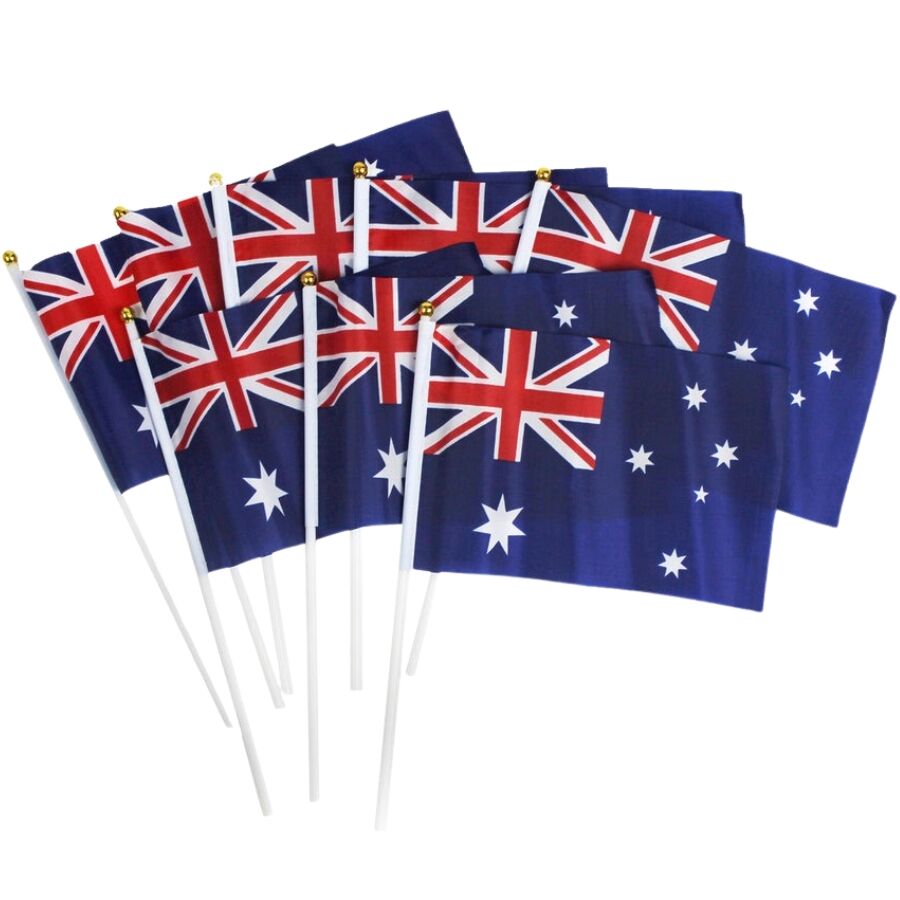 12x Australian Hand Flags – Set of 8 (14cm x 21cm) – Perfect for Australia Day Celebrations 4