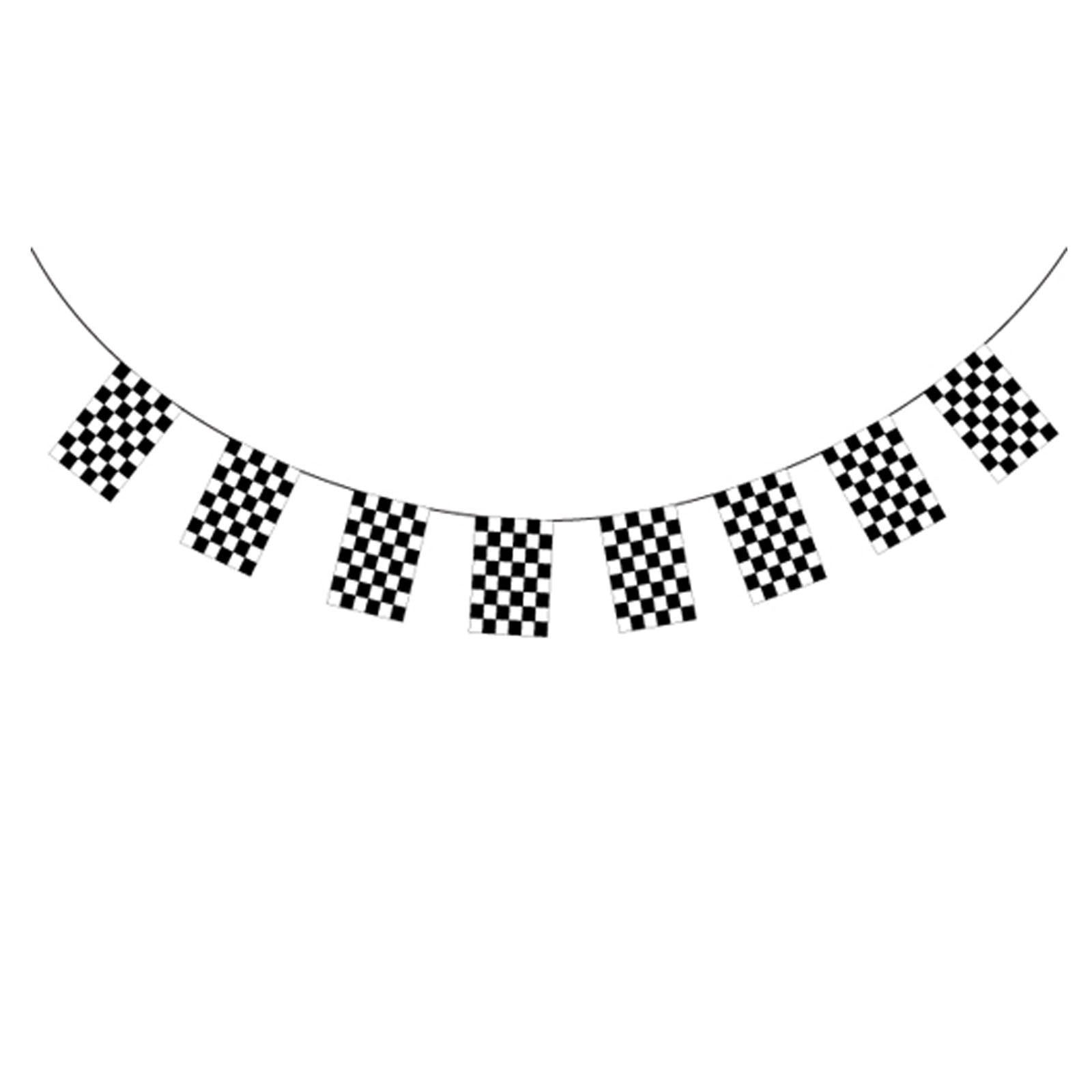 CHECKERED BUNTING FLAG Race Car Chequered Flag Banner Hanging Decoration Rectangular - 10.8 Metres 5