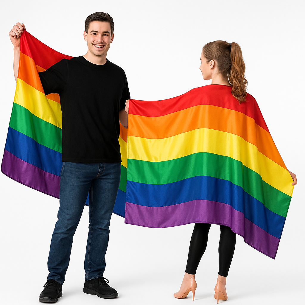 Rainbow Flag Cape Banner Decor Pride Mardi Gras - 150cm x 90cm 3