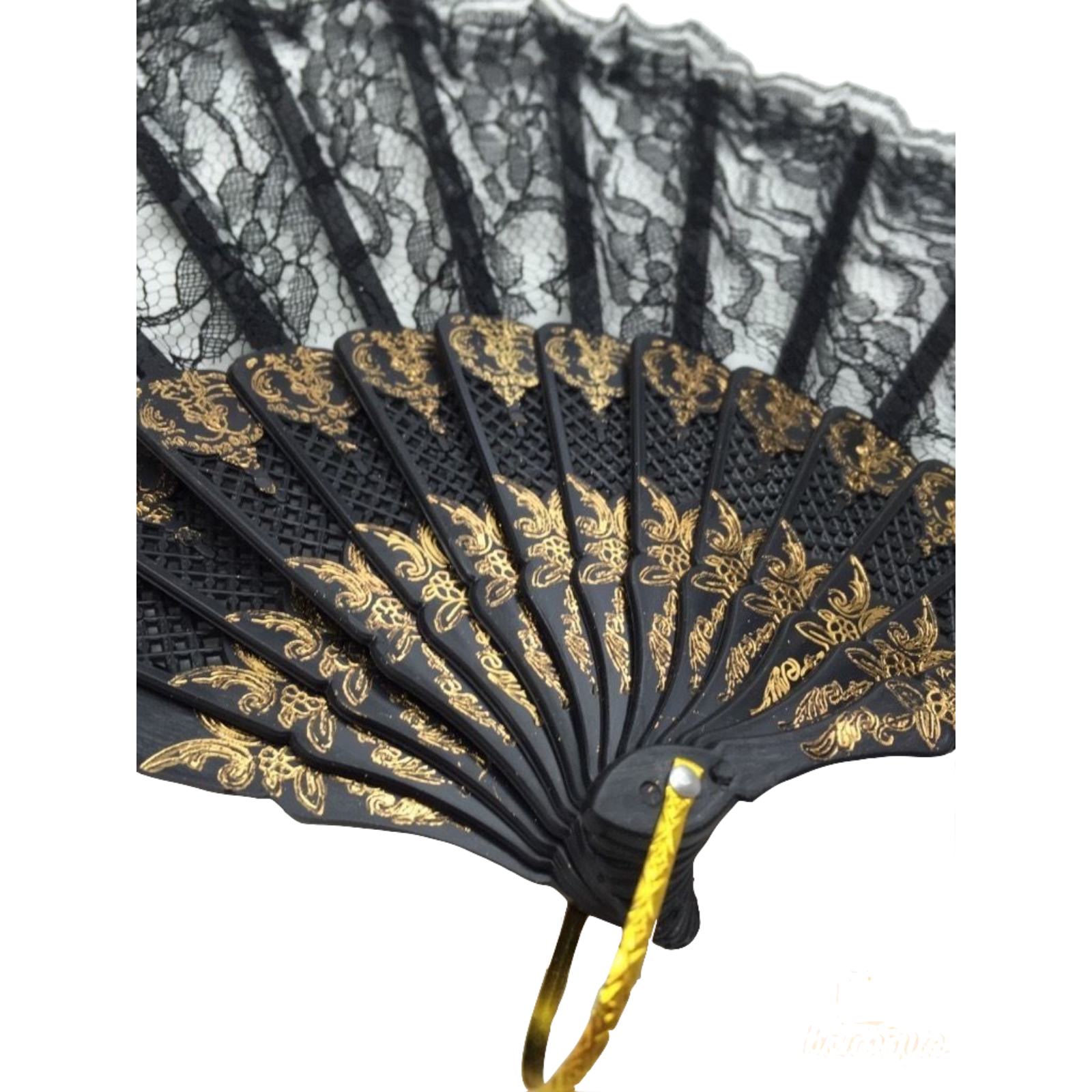 LACE FAN Hand Folding Wedding Party Bridal Spanish Costume Accessory - Black 3