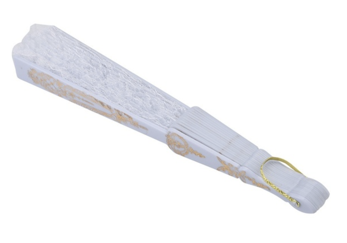 LACE FAN Hand Folding Wedding Party Bridal Spanish Costume Accessory - White 3